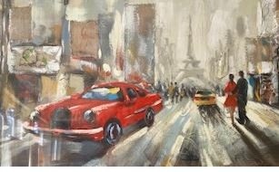 Leinwandbild 150x71 cm Autos Straße Abstrackt Gemälde Kunst Abholung