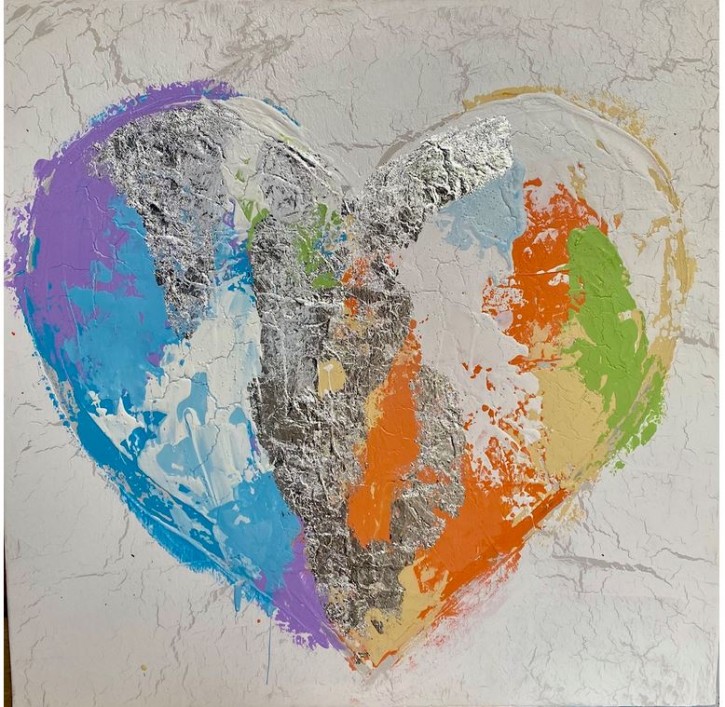 Leinwandbild 60x60cm Herz Abstrackt Gemälde Kunst Abholung
