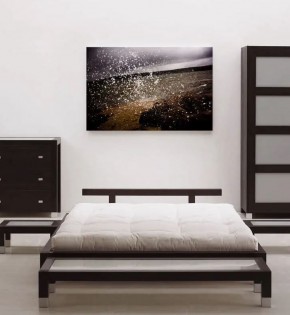 Karup Woodstock Bett Gestell 160x200cm Kiefer massiv schwarz / silber inkl.RR und Holzkopfteil Asia Style